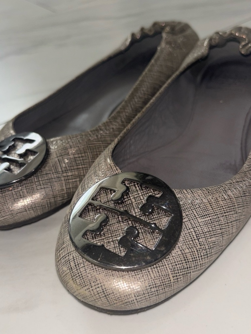 Tory Burch silvery Reva flats